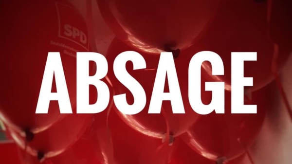 Rote Luftballons mit Text Absage